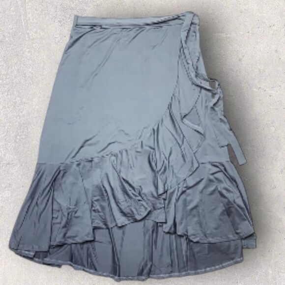Lularoe Bella Wrap Skirt XL NWT Gray Solid HTF Unicorn Ruffle Casual Skirt - Picture 6 of 9